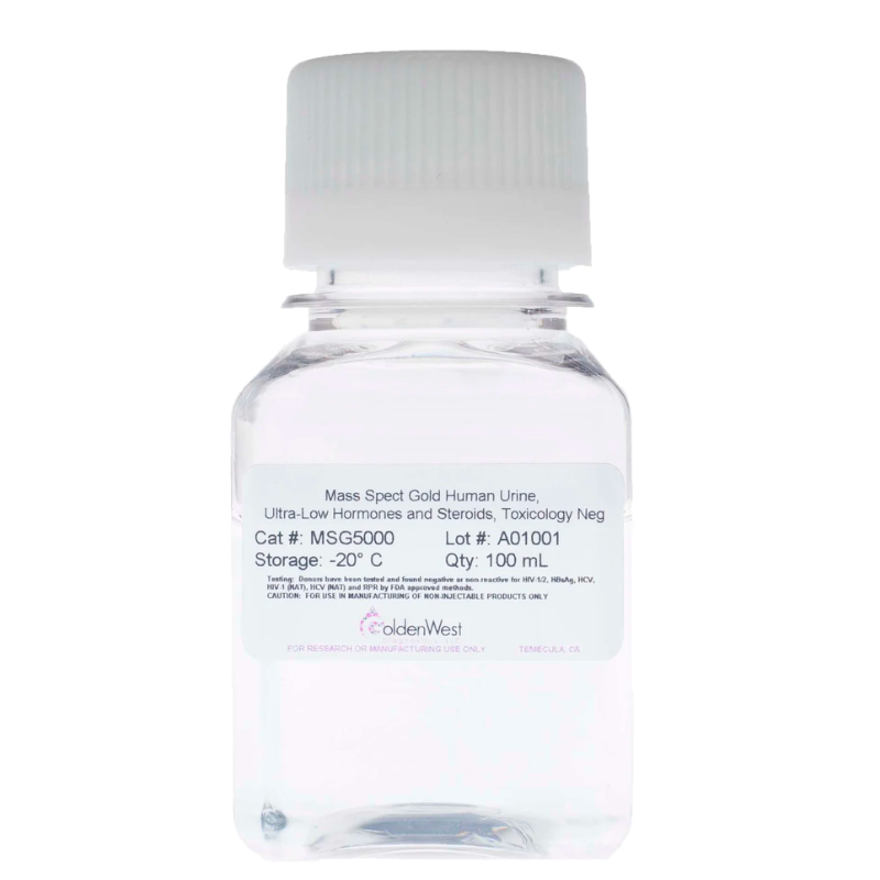 MSG5000: Mass Spect Gold Human Urine, Ultra-Low Hormones & Steroids, Toxicology Negative